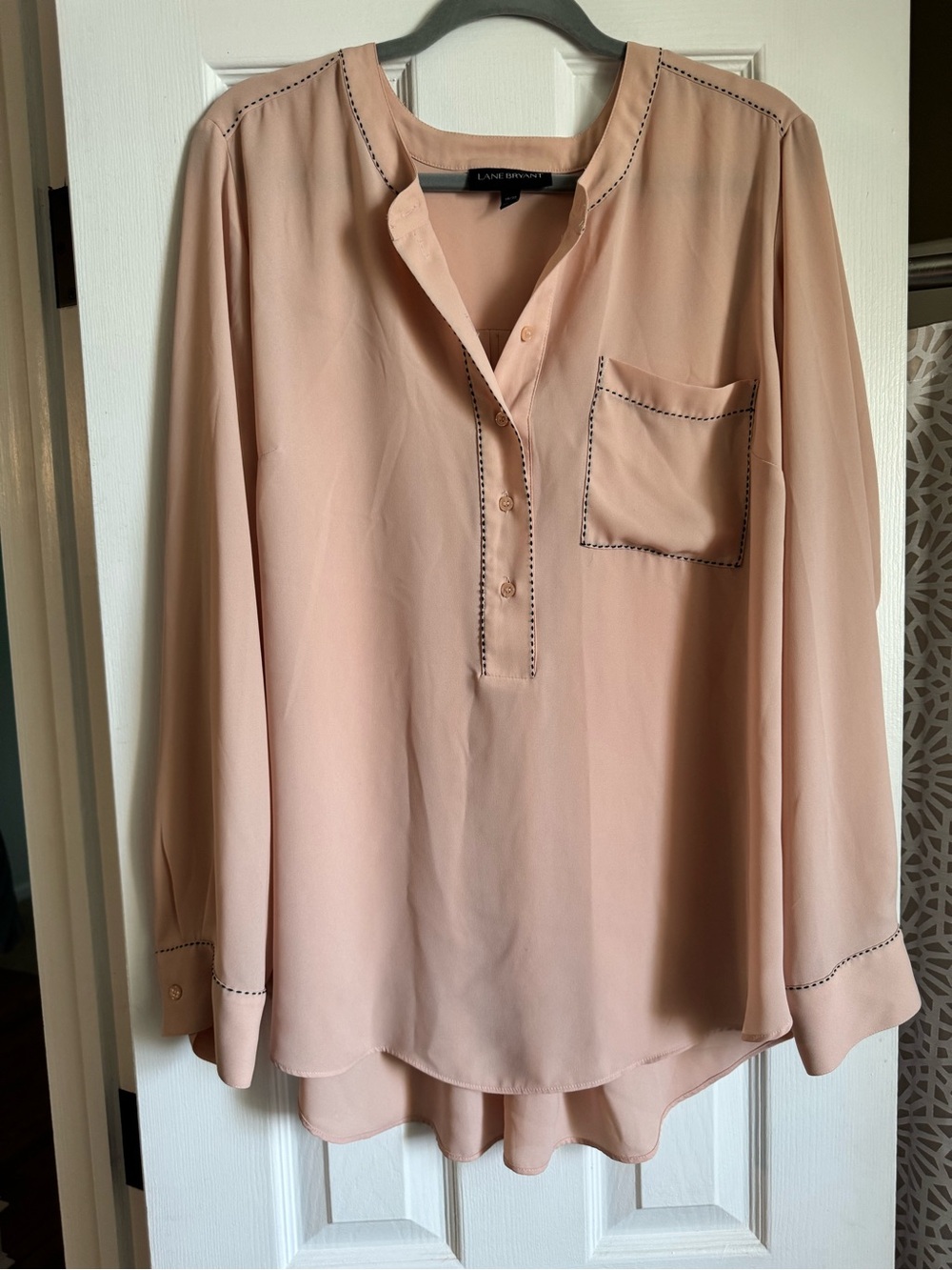 Lane Bryant Dusty Blush Long-Sleeve Pullover Blouse